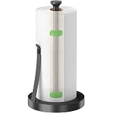 Jesginboo Countertop Paper Towel Holder For Kitchen, Black Tension Arm | One-Handed Tear, Stainless Steel Paper Towel Holder 