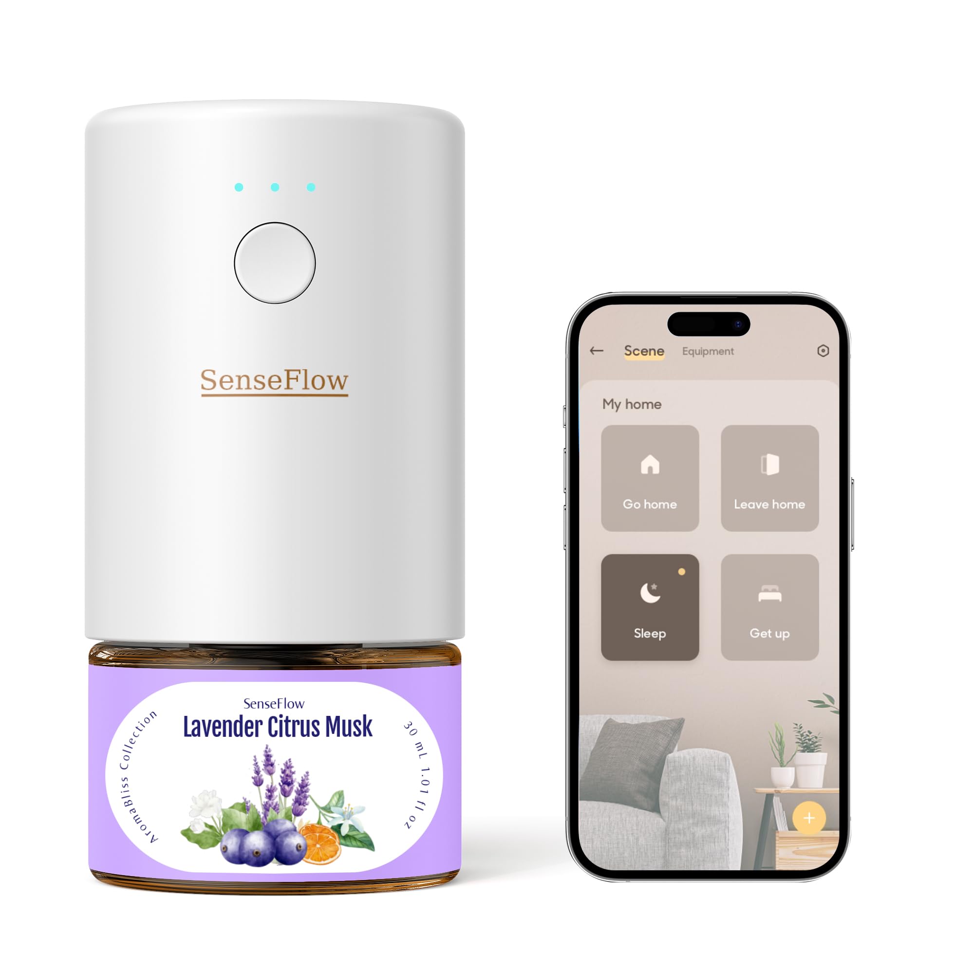 Photo 1 of SenseFlow SF101S Smart Wi-Fi Waterless Ultrasonic Essential Oil Diffuser–100% Plant-Based,120-Day Natural Air Freshener & Aromatherapy scent Diffuser Covers 100? for Home,Hotel-Lavender Citrus Musk