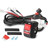 AKD Part 1 Lead Motorcycle Wiring Harness Kit w/Handlebar Switch 10A Blade Fuse 12V LED Light Bar Heavy Duty Nylon Wire for ATV Motorcycle Dirt Bike Motorized Bicycle - Fits 7/8" Handlebars (22mm)