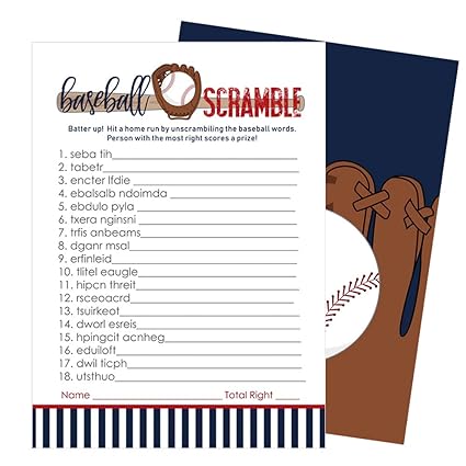 Amazon Com Baseball Baby Shower Games Word Scramble Pack Of 25