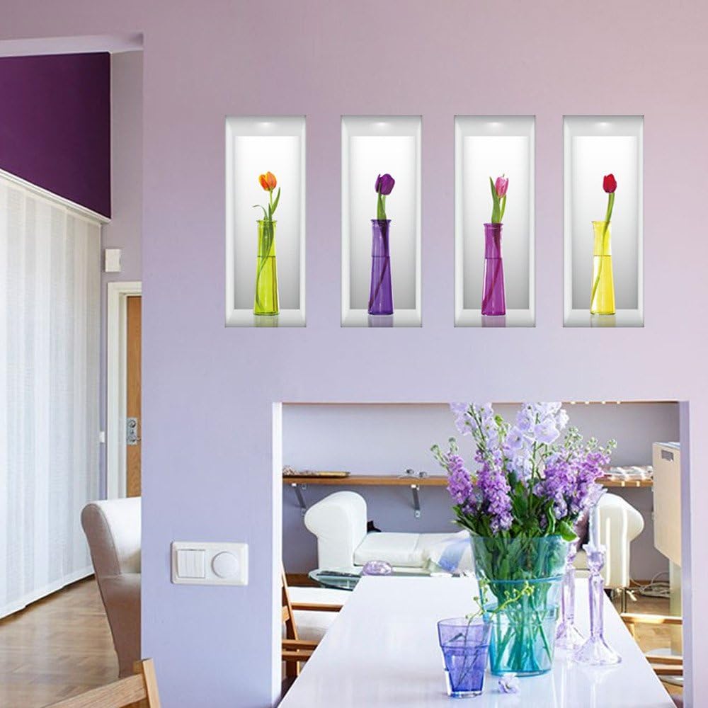 Stereoscopic Fresh Vases Bedroom Sitting Room Background Wall Sticker For Kids Baby Girls Boys Children Toddlers Office Bedroom Bathrooms Nursery Cabinets Furniture Wardrobe Living Room Ktv A Amazon Co Uk Kitchen Home