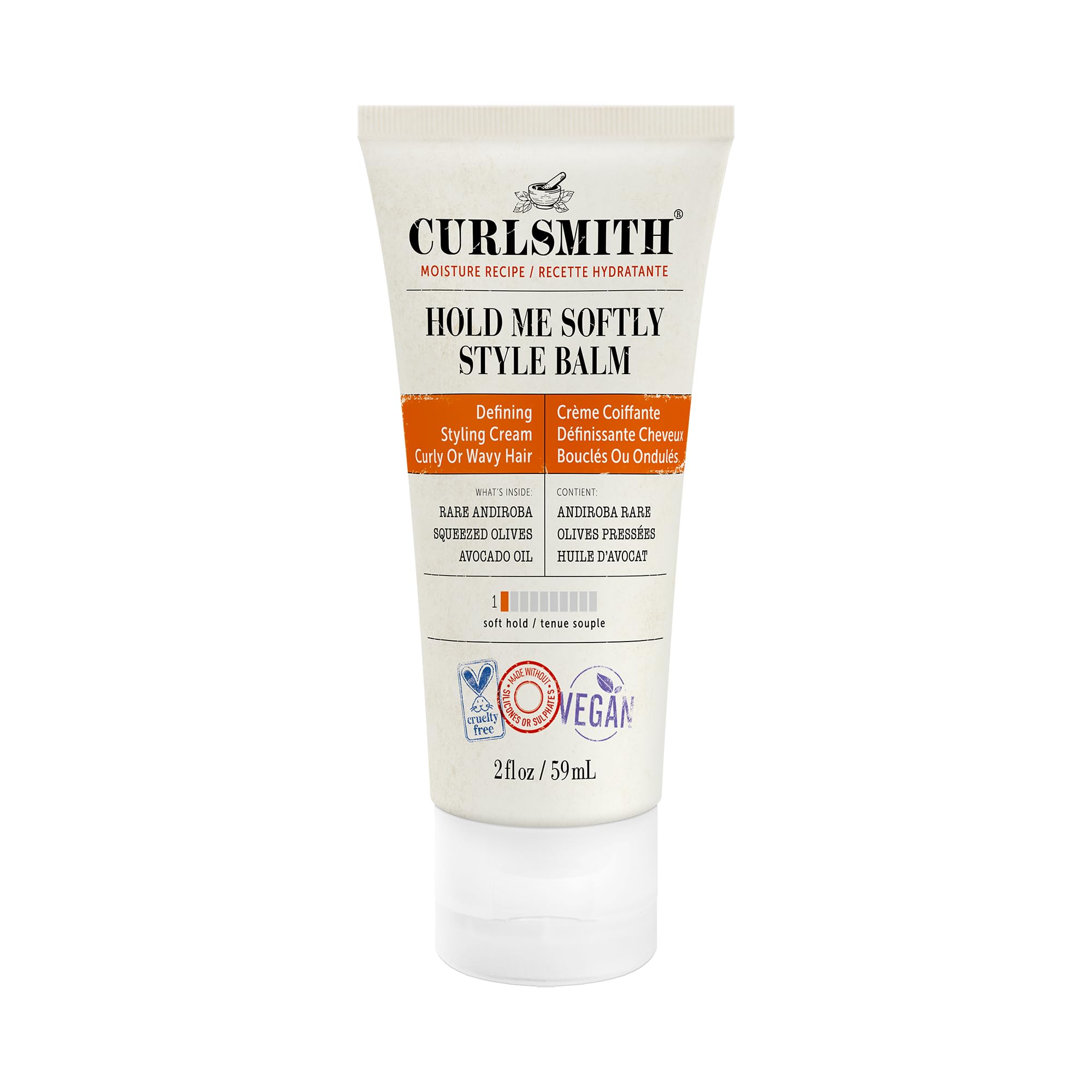 Curlsmith - Hold Me Softly Style Balm - Vegan Soft Hold Styling Cream for Wavy and Curly Hair, Natural Look (59ml)