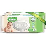 Huggies Cucumber and Aloe Thick Baby Wipes, 80s Pack Combo of 2 Packs (White)