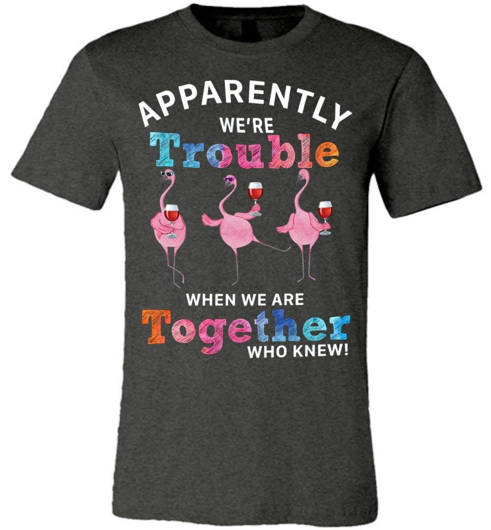 Apparently We Re Trouble When We Are Together Who Knew Flamingo Wine T Shirt