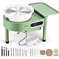 Huanyu Pottery Wheel Machine 12in with Bat System Detachable Extended Tray, Electric Pottery Forming Machine Foot Pedal & LCD Screen 350W Art Clay DIY Sculpting Tool Kit