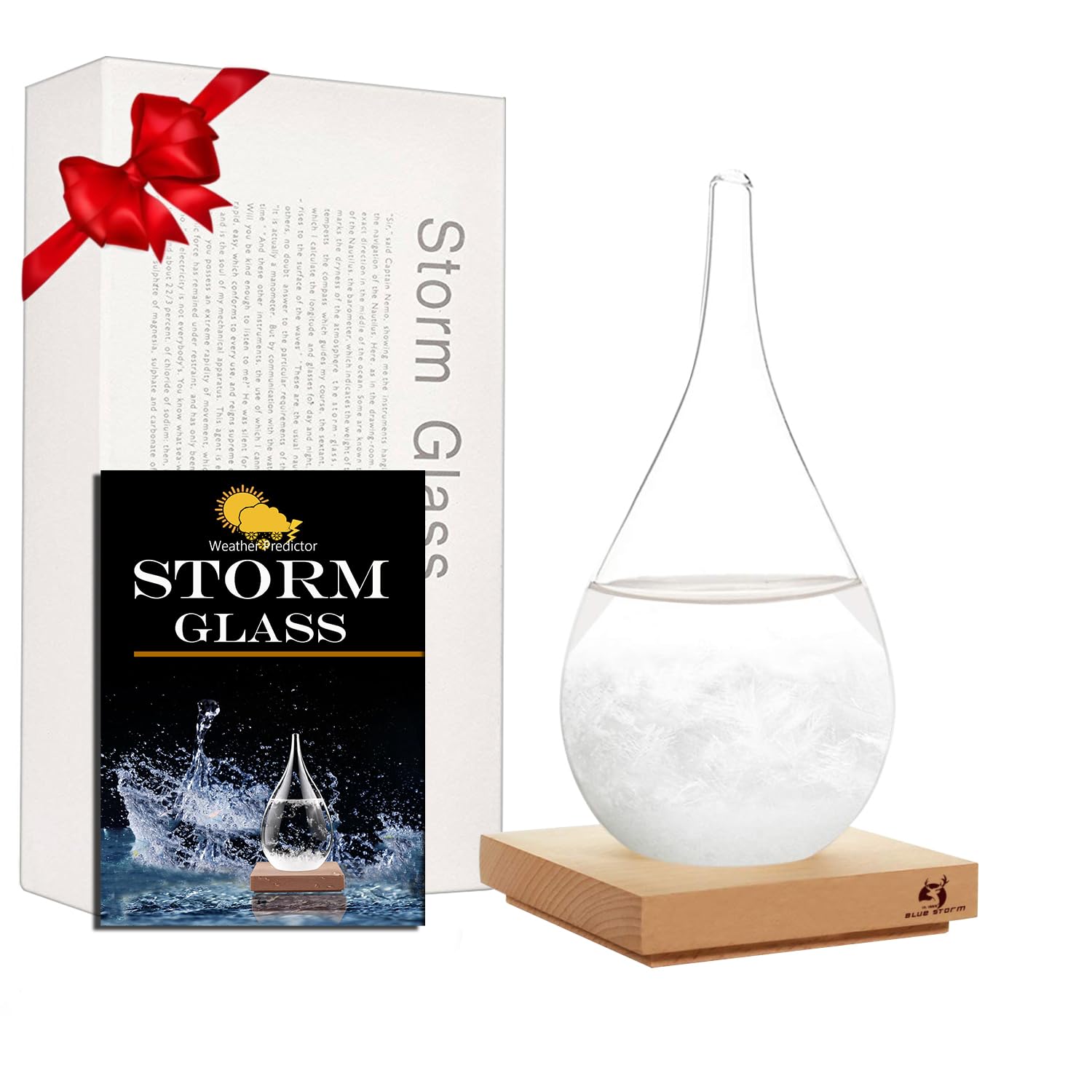 FUNOHYE Storm Glass Weather Station - Cloud Storm Crystal Weather Forecast Bottle |Water Drops for Home and Office | Creative Stylish Decorative Desktop Weather Predictor | Weather Instrument(Large)