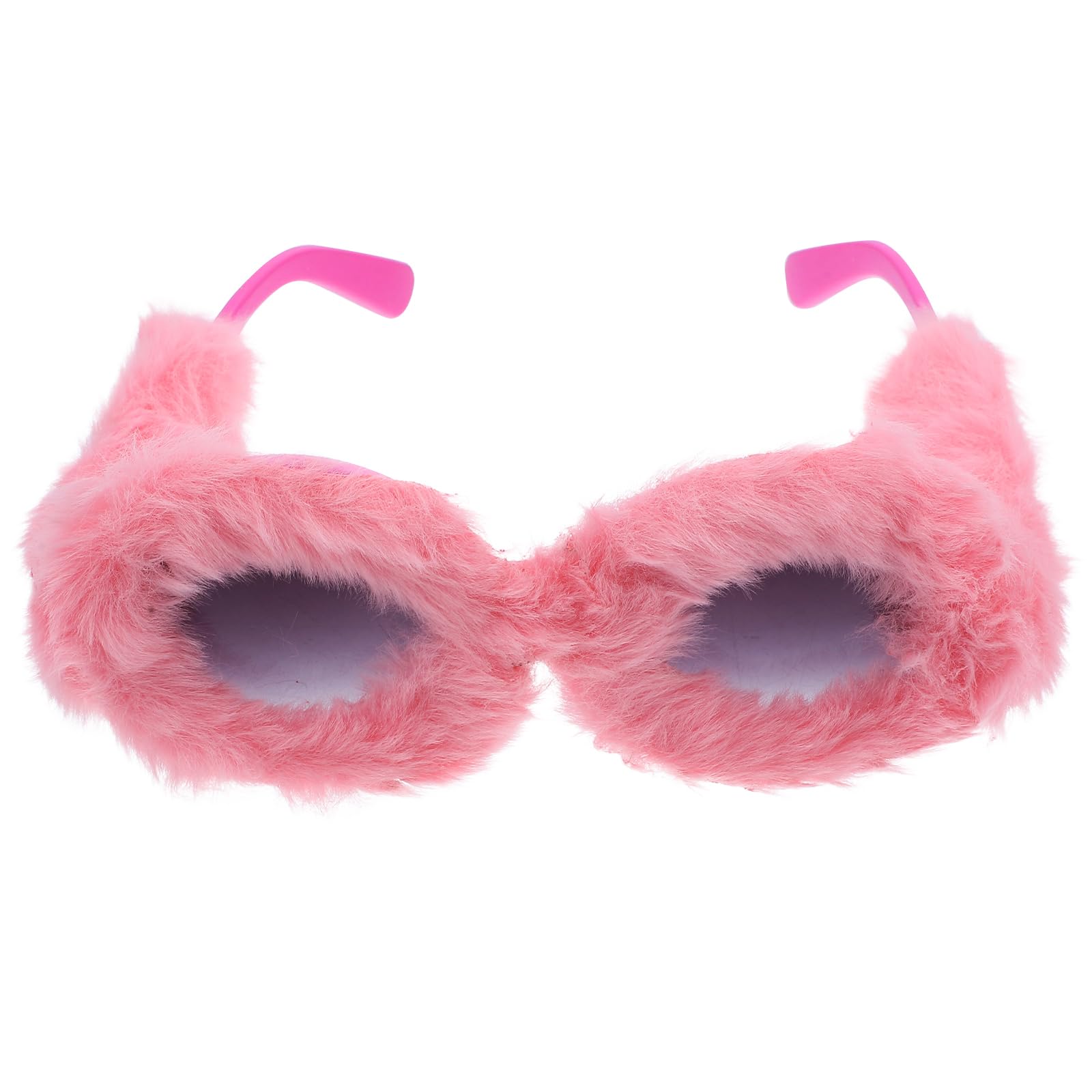 PRETYZOOM Fluffy Plush Sunglasses Novelty Fluffy Round Glasses Punk Soft Velvet Tones Rave Party Masquerade Glasses for Birthdays Holidays Concerts Music Parties Pink