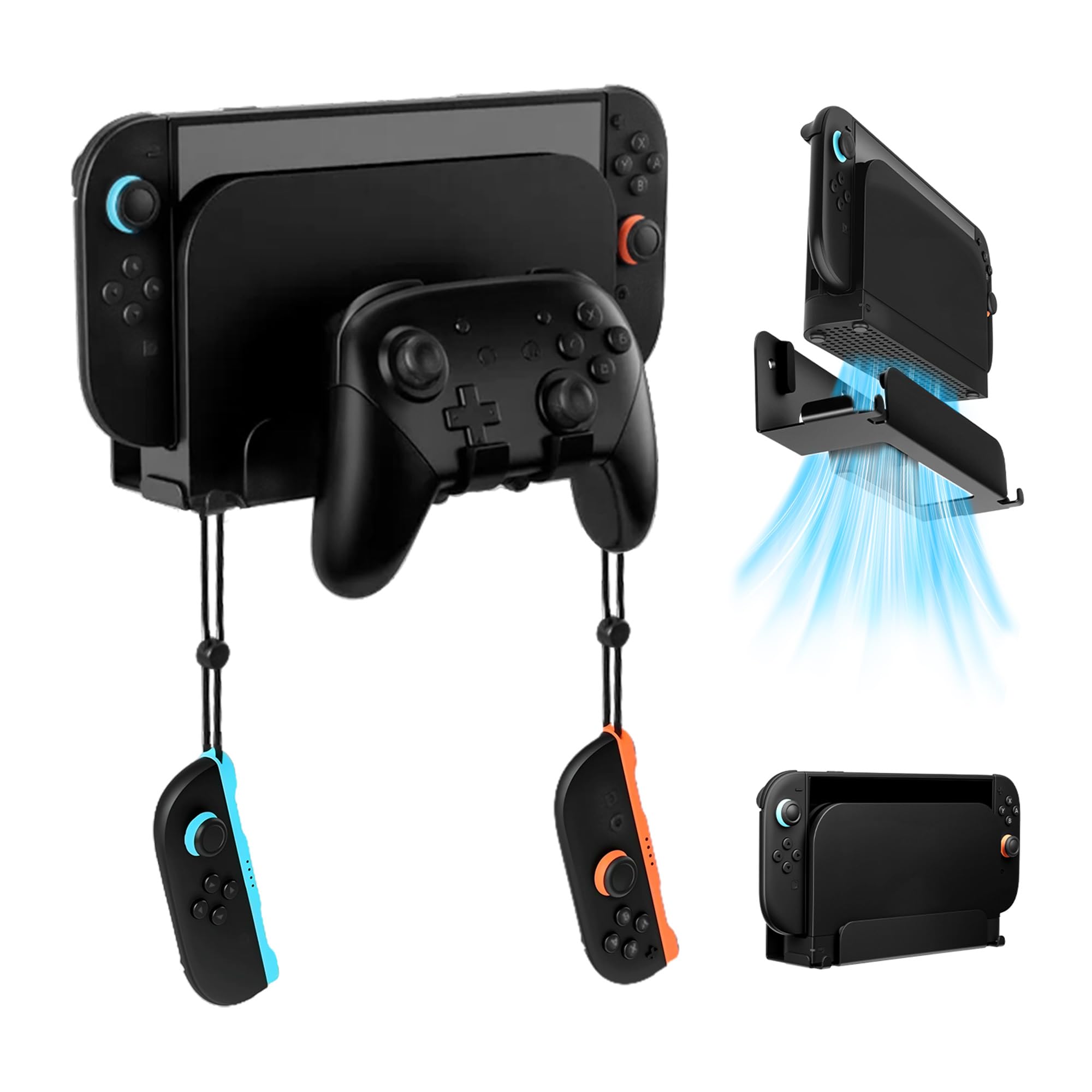 Mcbazel Metal Wall Mount Kit Compatible with Nintendo Switch 2 (2025), Organizer Bracket for NS Switch 2 Dock/JoyCon/Switch Pro, Safely Store Behind or Near TV, Black