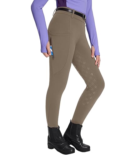 Pantalon D'Équitation Kerrits Fille Taille L - Noir, Doublé Polaire, Patch Genou
