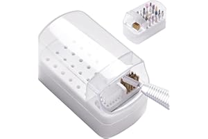 LXIANGN 2 in 1 Nail Drill Bits Holder & Nail Drill Bits Cleaning Brush Case,30 Holes Dustproof Nail Art Drill Bits Stand Display Storage Box and Nail Drill Bits Cleaner Manicure Tools(White)