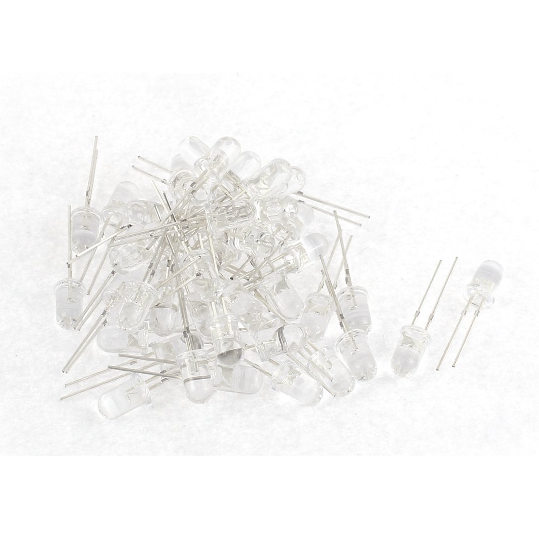 sourcingmap 50pcs 5mm Round Ultra-Bright White Color LED Light Emitting Diode Lamp