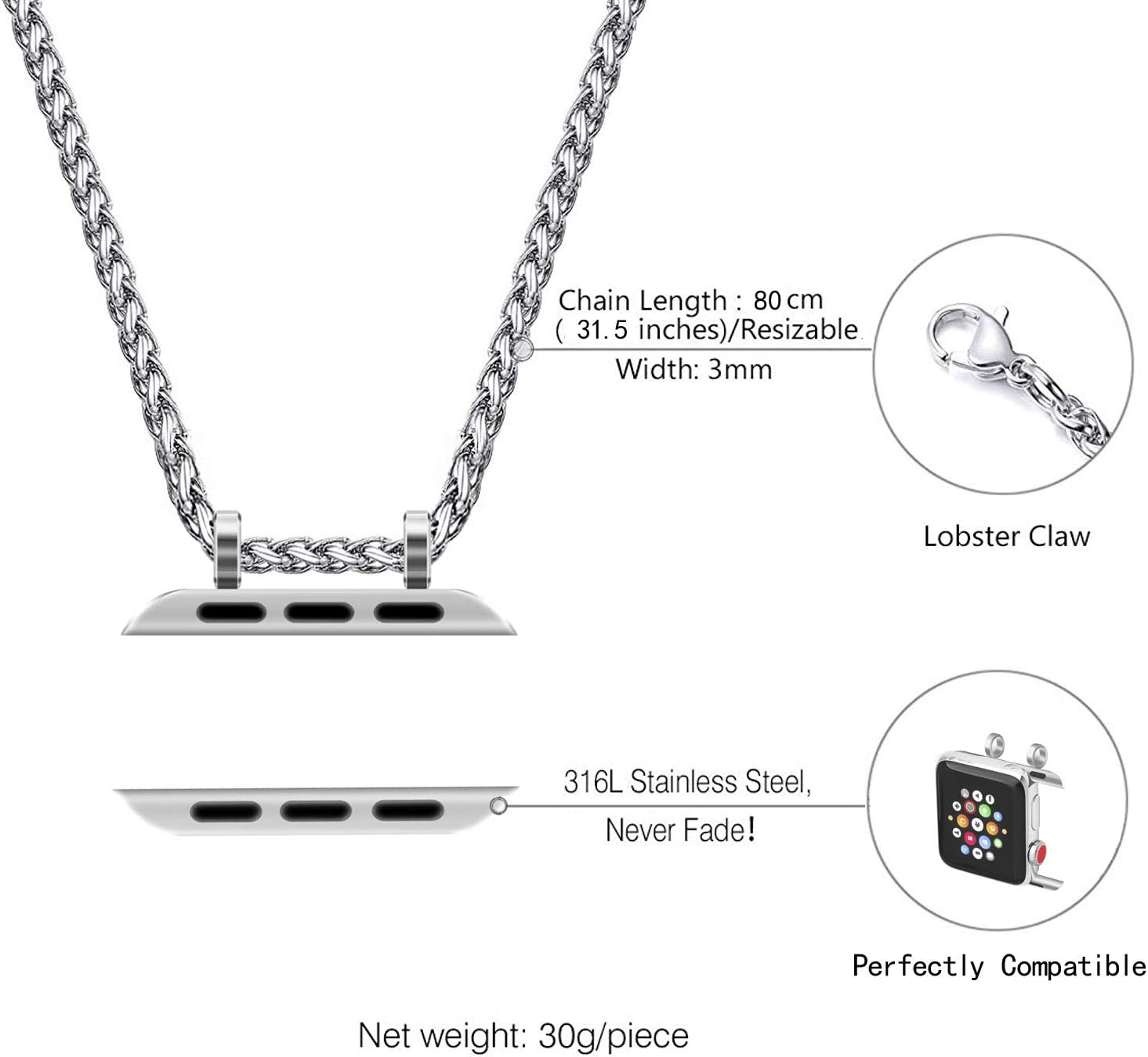 HiPai Necklace Adapter Pendant Compatible with Apple Watch - Image 5