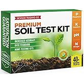 Premium Soil Test Kit: 40 Complete Tests for Lawns, Gardens, and Vegetables. Tests for Ammonia Nitrogen, pH, Phosphorus, and Potassium.