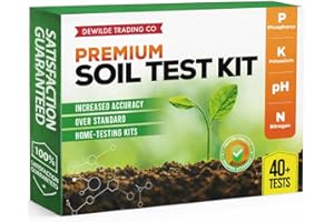 Premium Soil Test Kit: 40 Complete Tests for Lawns, Gardens, and Vegetables. Tests for Ammonia Nitrogen, pH, Phosphorus, and 
