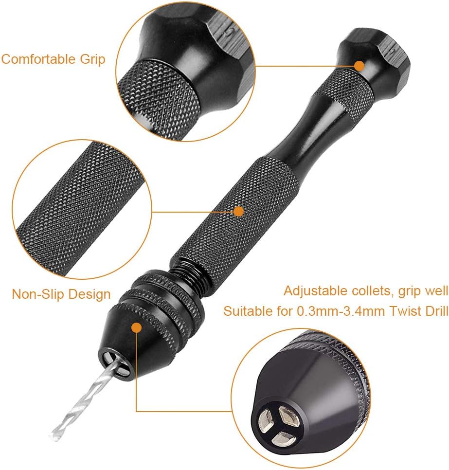 49Pcs Pin Vise Hobby Drill with Model Twist Hand Drill Bits Set,Mini