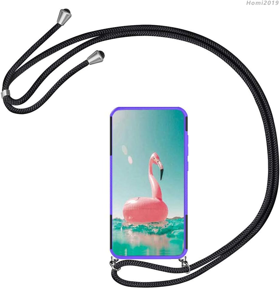Homi2019 Case for Oppo F11 Pro,TPU +PC Necklace Mobile Phone Cover Holder with Neck Cord Lanyard Strap Hyun Pattern Dual Layer Hybrid Armor Kickstand 2 in 1 Shockproof Case Cover.