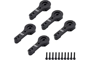 YijiaLink 5pcs 25T Aluminum Servo Horn M3 Threads Metal Steering Arm for RC Car Truck Buggy Airplane (Black)