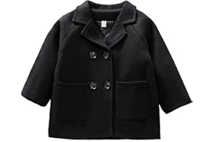 Aivtalk Toddler Boy Double Breasted Dress Coat Classic Wool Blend Warm Peacoat for Kids Button Down Trench Coat