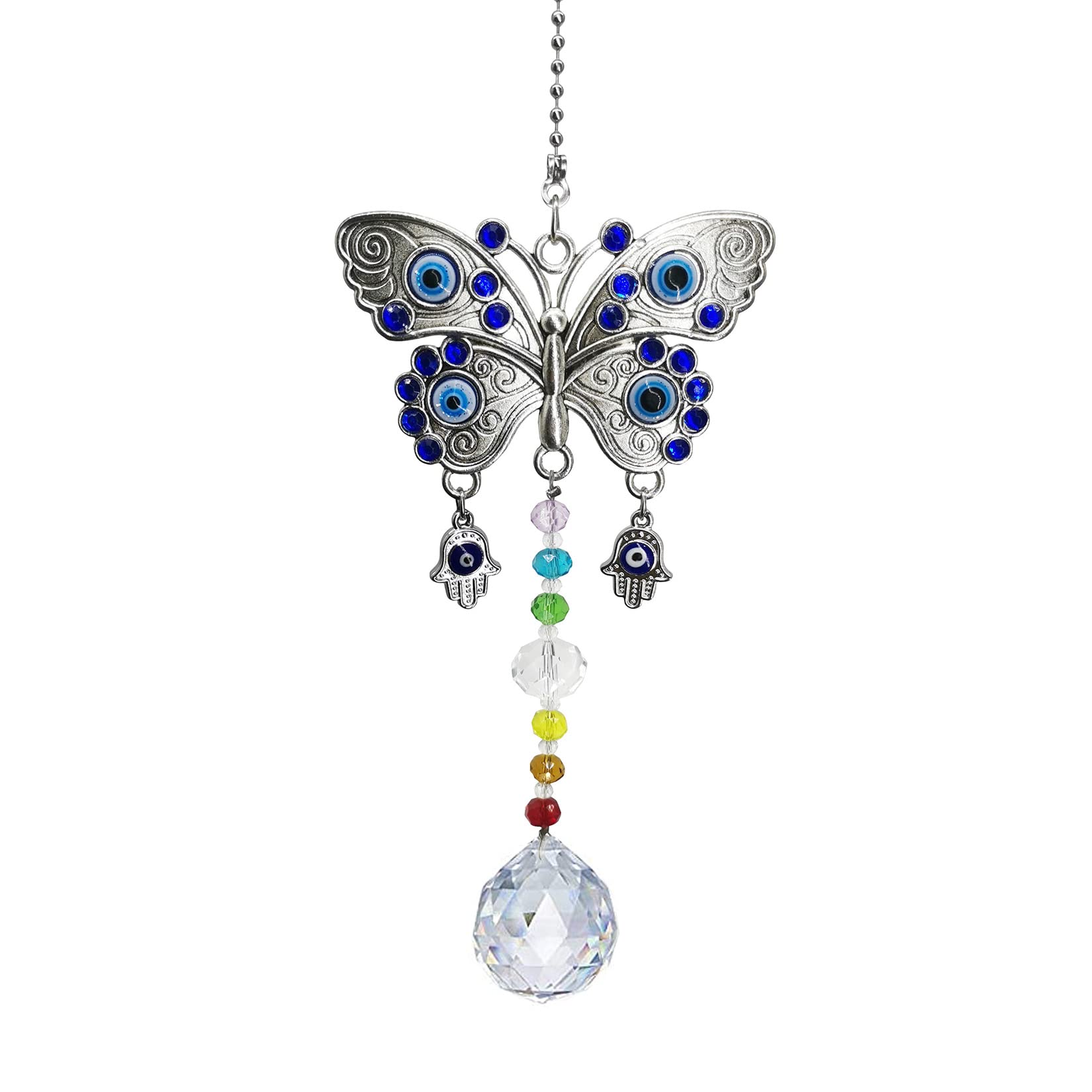 Hanging Sun Catchers for Windows with Crystal Ball,Hanging Butterfly Sun Catchers for Garden,Rainbow Maker Ornament