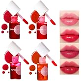 Bekoeen 4PCS Lip Tint Stain Set,Mini Liquid Water Tint,Korean Lip Gloss Moisturizing Natural,Long Lasting Waterproof,Multi-Use Lip and Cheek Tint