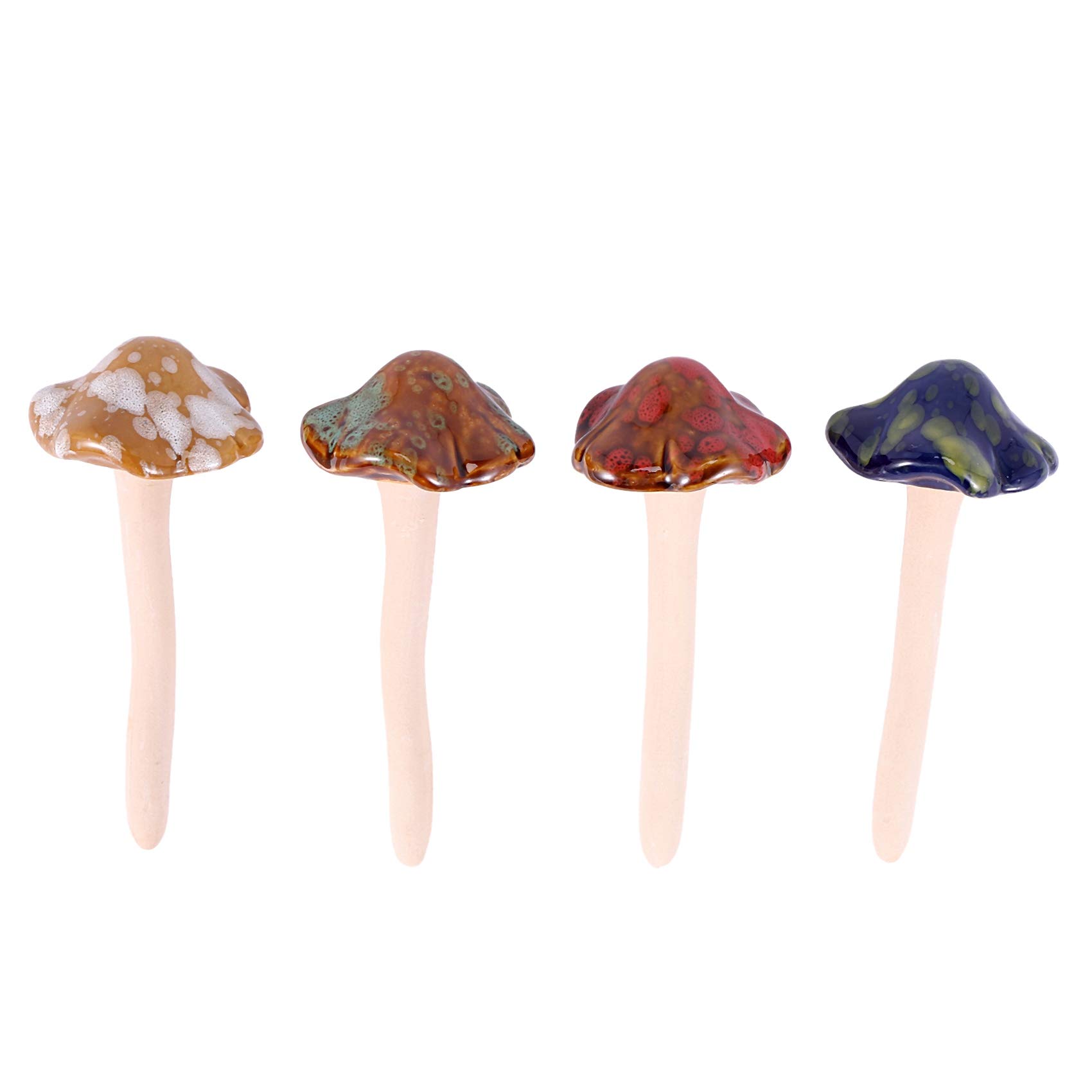 Midream 4Pcs Colorful Garden Mushrooms, Ceramic Toadstools Tinkling Mushrooms Garden Pots Ornaments Decor Random Color