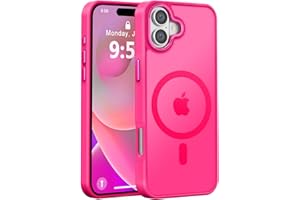 Newfuture Designed for iPhone 16 Case with Magnetic [13 FT Military Drop Protection] [Compatible with Magsafe] Slim Translucent Matte Shockproof with Anti-Fingerprint Phone Case, Hot Pink
