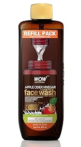WOW Skin Science Apple Cider Vinegar Foaming Face Wash Refill Pack - with Organic Certified Himalayan Apple Cider Vinegar - For Extended Use - No Parabens, Sulphate, Silicones & Color - 200 ml