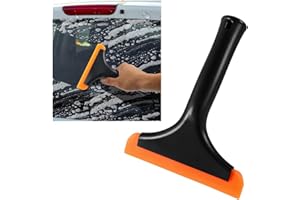 KVAEY Small Silicone Window Squeegee, 5.9 Inch Car Windshield Water Blade Squeegee with Non-Slip Handle, All-Purpose Cleaning Squeegee for Car Windshield, Window, Mirror (Black)