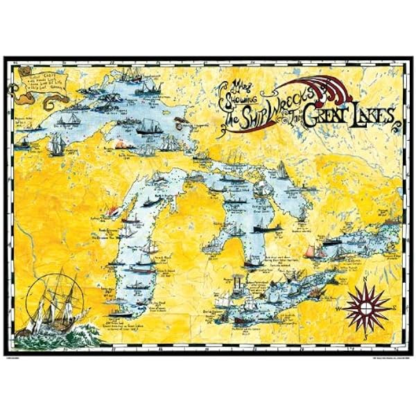 Lake Superior Shipwrecks Map Shipwreck Map Of The Great Lakes: Avery Color Studios: 9781892384140: Books