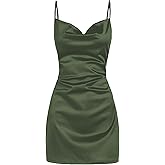 ZAFUL Women's Satin Sleeveless Spaghetti Strap Mini Dress Sexy Slip Cowl Neck Silky Cocktail Party Dresses
