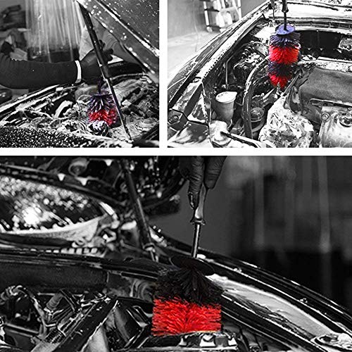 SGCB Wheel Rim Brush, 17 inch Soft Bristle No Scratch Tire Rim Detailing Brush Wheel Cleaning Washing Tool Easy Reaching Deep for Spoke Motorcycles Bike Wheel Engine Bay (L)