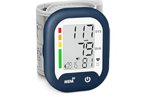 ASTART Blood Pressure Monitor Adjustable Wrist Cuff for Home Use Automatic BP Machine Large Digital LCD Display 199 Memory Batteries Included with Carrying Case, Navy