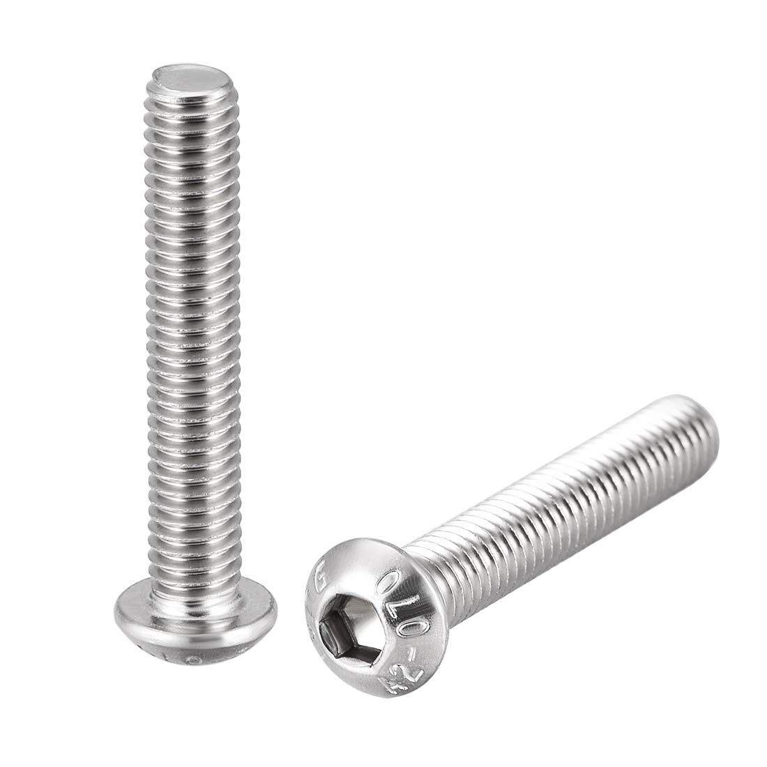 sourcing map M6x35mm Machine Screws Hex Socket Round Head Screw 304 Stainless Steel Fasteners Bolts 10pcs