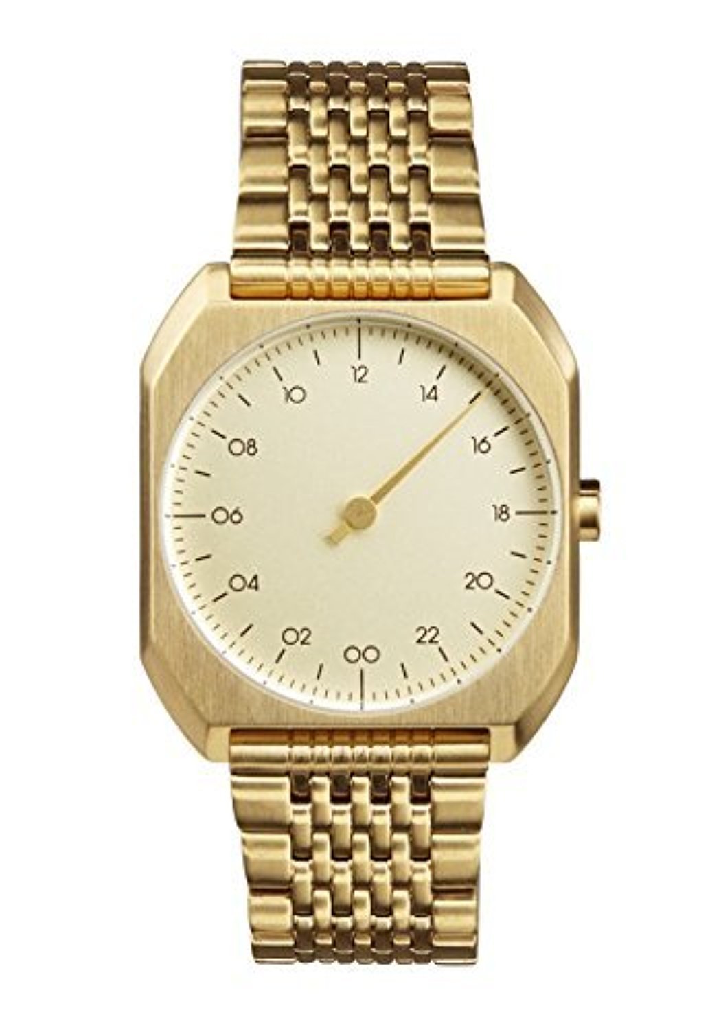 slow Mo 04 - All Gold Steel Unisex Quartz Watch with Gold Dial Analogue Display and Gold Stainless Steel Gold Plated Bracelet