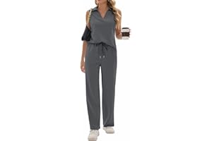 Sixstar Women 2 Piece Outfits Lounge Sets Casual Sleeveless Summer V-Neck Dressy Collared Tracksuit Lounge