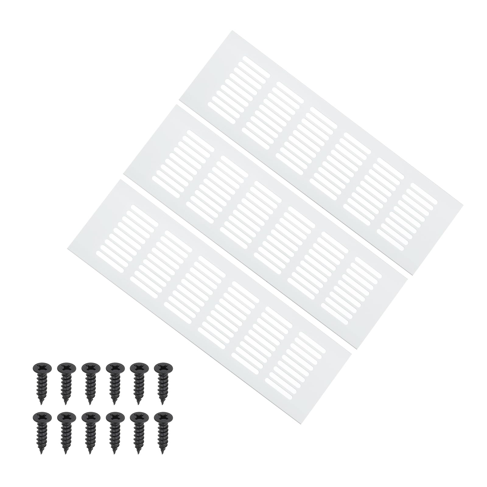 PATIKIL 10 x 3 Inch Door Air Vent Cover, 3 Pcs Heavy Duty Aluminum Grille Ventilation Cover Louvered with Mounting Screws for Cabinet Wardrobe Door, Silver