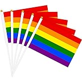 20 Pack Small Pride Flag Stick 21 x 14 cm - Handheld Rainbow Pride Flags, Mini LGBTQ Rainbow Gay Lesbian Flag Sticks for Outdoor LGBT Parades, Rainbow Pride Decorations (Rainbow Flag)