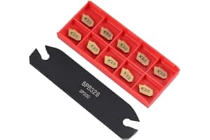 VeYocilk CNC Lathe Turning Tool Holder:SPB26-3 Grooving Cut-Off Tool with 10pcs GTN-3 SP300 Carbide Inserts Blades