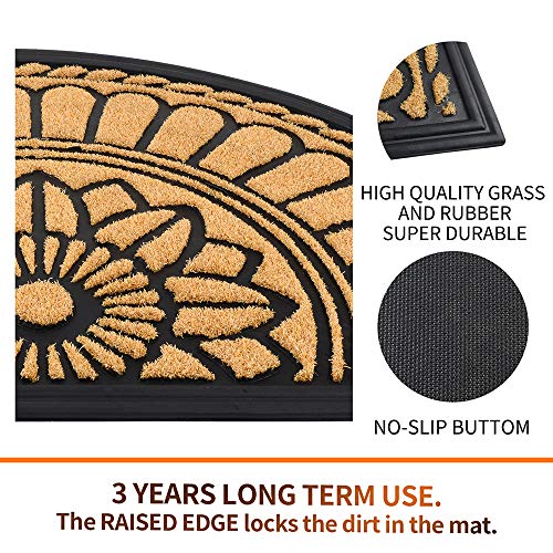 Mibao Half Round Entrance Door Mat, 24 x 36 inch Winter Durable Large