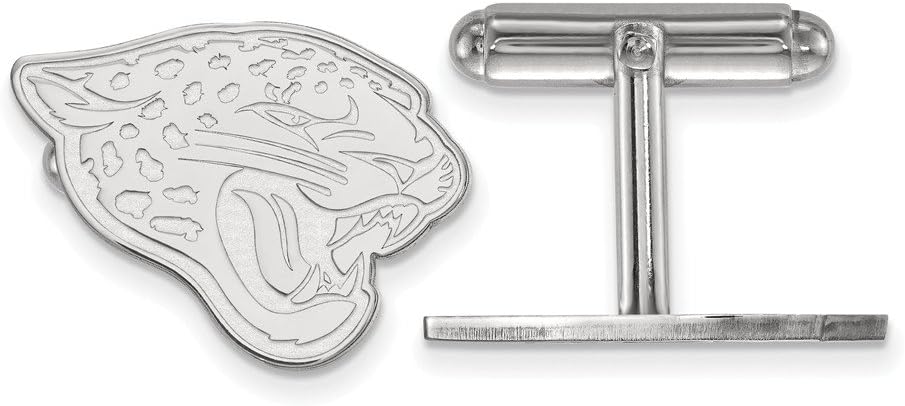 Sterling Silver Rhodium Plated Jacksonville Jaguars Cuff Link, Sterling Silver