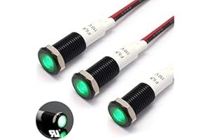 FILN 3Pcs 10MM Indicator Light Led light 110v 120v Metal Pilot Lamp Lights Aluminum Black Anodized Waterproof ip67 Red Signal Lamp Light(110V-Black Anodized-Green 3Pcs)