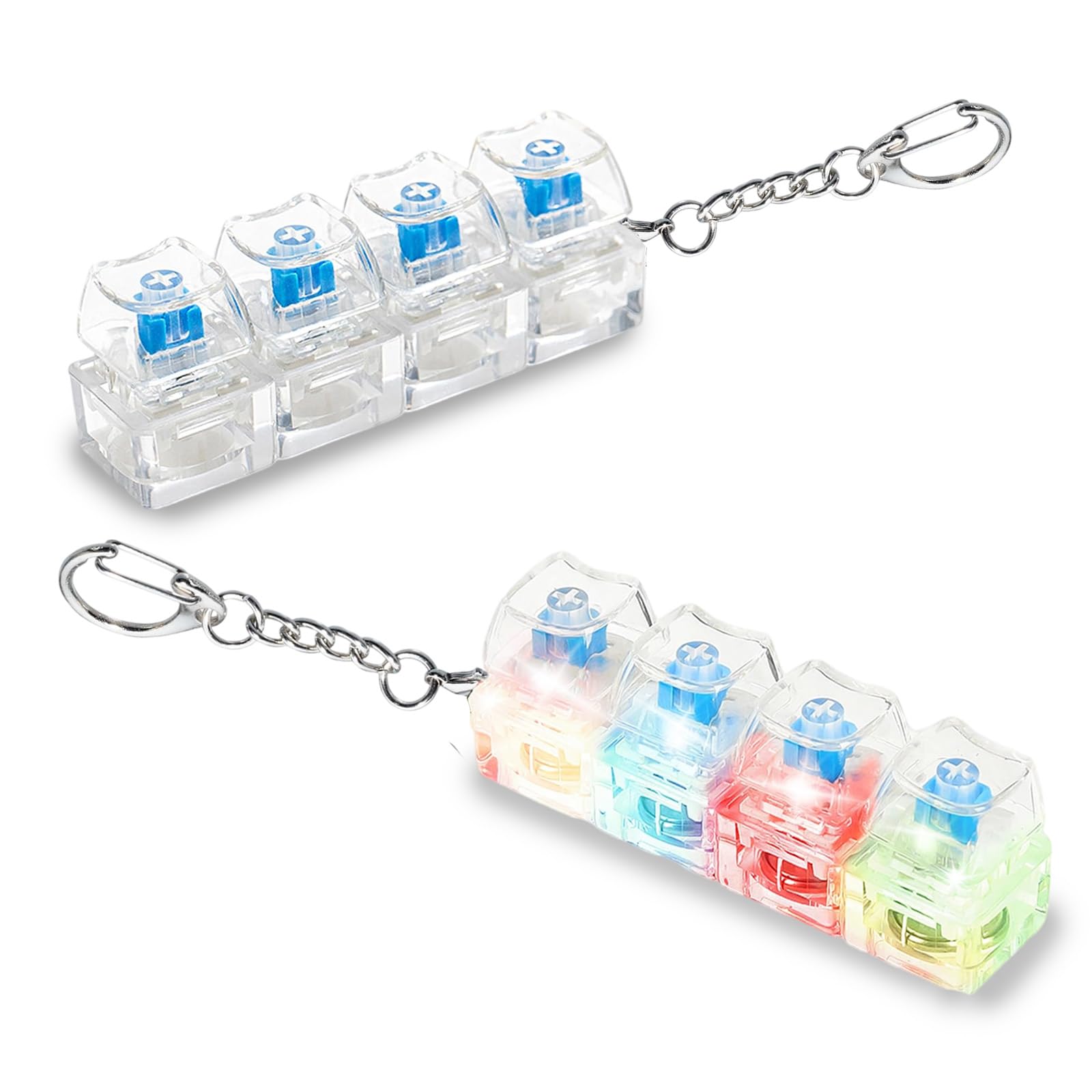 2-Piece White Keyboard Fidget Toy, Cat Design Light Up Fidget Keyboard with Clicky Sound, Interactive Toy Keyboard for Stress Relief, Cool Desk Gadget for Adults & Office Use — image 1