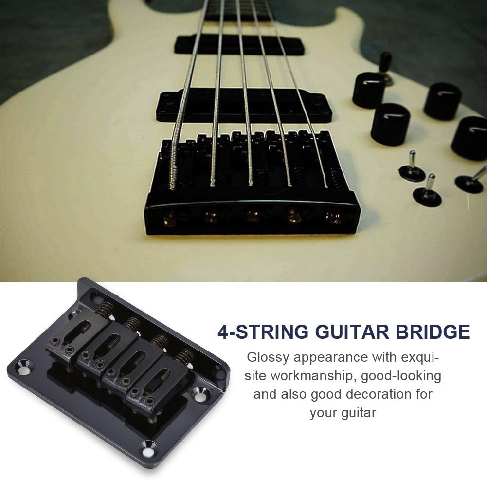 Guitar Bridge, Durable 4-String Saddle Bridge, Orrosion Prevention and Durability, Compatible for Electric Guitar, Electric Bass and Ukulele(Silver) - Image 3
