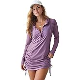 Palmyth Womens Swim Cover Up UPF 50+ Long Sleeve Hooded Dress with Pockets Sun Protection SPF Beach Coverup