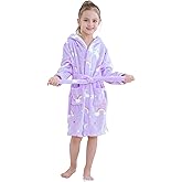 Umeyda Girls Fleece Hooded Robes, Warm Printed Bath Robe for Kids Soft Fuzzy Bathrobe for Gifts