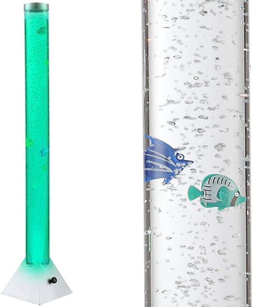 led rgb lampara de pie de columna de agua transparente con peces decorativos cable interruptor cambio de color globo 9015