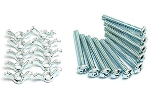 Pro Bamboo Kitchen 10 Sets Zinc Plated Carbon Steel Mounting Hardware Fitting Fastenings- 10pcs 1/4"-20 Hand Tighten Wing Nuts + 10pcs 1/4"-20 x 1-3/4" Phillips Head Screw Bolt