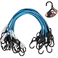 XSTRAP STANDARD 10 Pack Bungee Cords with Finger-Hole Hooks Ensures 3-Time Strength, Comes in A Zippered Storage Bag, Elastic from 24 to 36 Inches, for Cargos