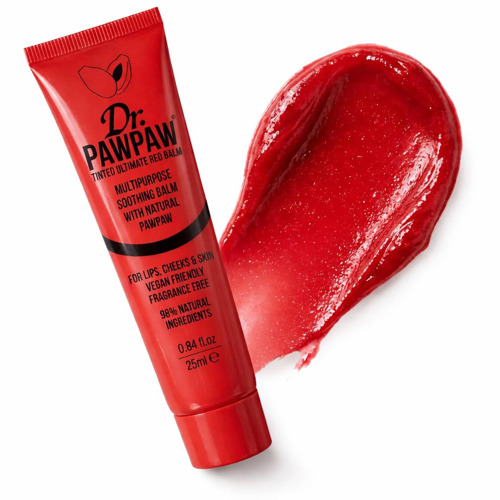 Dr.PAWPAW Tinted Ultimate Red Balm 25ml, Multi Purpose Natural Hydrating Lip Balm with Subtle Red Tint for Lips, Cheeks and Skin, Natural Pawpaw Formula, Cruelty Free and UK Made — image 1