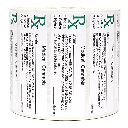 California Medical Cannabis Strain Labels 500 pcs Roll CA Prop 215 SB 420 Compliant Sticker Decal Marijuana, Pot, Ganja, 420, Sticky icky Identifer